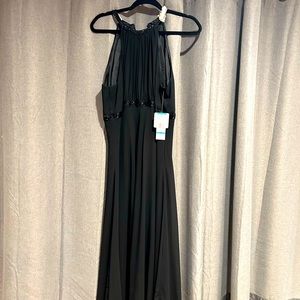 Beaded halter 3/4 length dress